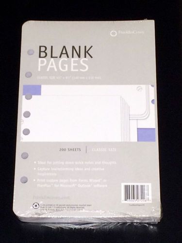 Franklin Covey Blank Pages Classic Size 200 Sheets Planner Pages