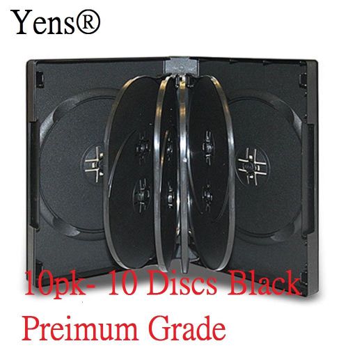 Yens® 10 Premium 10 Disc Black CD DVD Case Movie Box 10#BDVD10