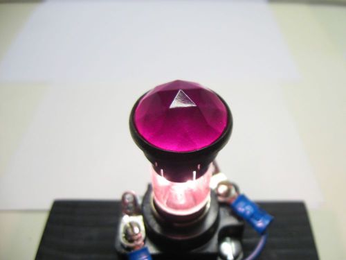 Vintage Indicator Light Lens 13/16” Red Faceted Jewel Diamond Push-On