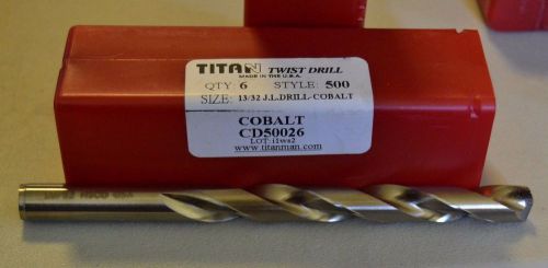 6 TITAN TWIST DRILL CD50026 COBALT 13/32 JOBBER LENGTH DRILL BITS, MADE IN USA