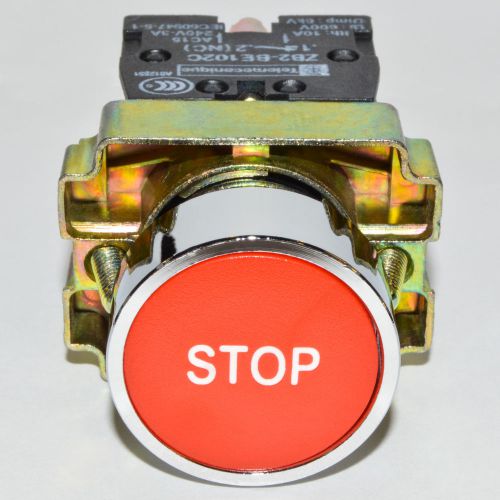 (2 PCs) XB2-BA4342 Symbol Momentary RED (Stop) 1NO &amp; 1NC Flush Push-button
