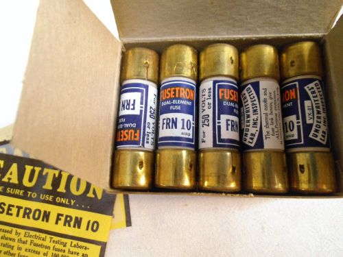 Lot of 10 fusetron 10 amp 2&#034; buss fuses-dual element frn-10 -  250v nos box for sale