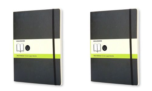 Pack of 2 Moleskine Classic Plain Soft Cover Notebook, extra Large 7.5 x 10-In