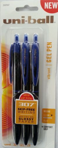 12 UNI BALL Signo 307 GEL RETRACTABLE PENS 0.5mm POINT BLUE INK