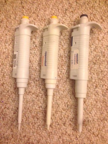 Set of eppendorf research pipet, pipette pipettor (20, 200 and 1000) for sale