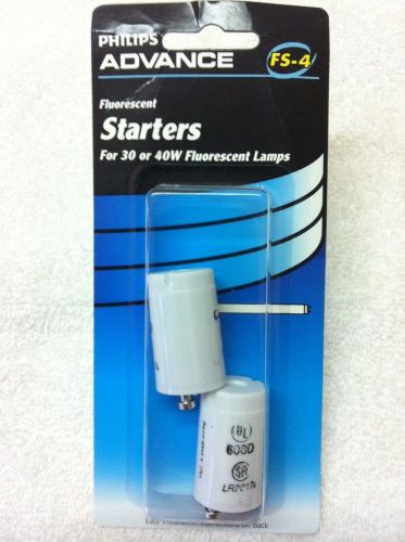 Genuine philips advance fs-4 fluorescent starters for 30, 40w bulb lamp set of 2 for sale