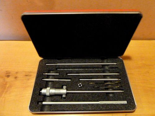 L.S. Starrett Inside Micrometer #124 W/ 7 Rods, 2 Wrenches Handle &amp; Orig Case