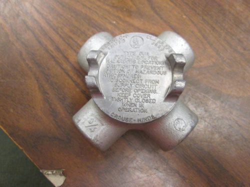 Crouse-Hinds Explosion Proof Condulet GUAX 24 Size: 3/4&#034; 4-Way Used