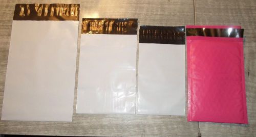 50~ 4X6 5X7 7.5x10.5 SMALL POLY BAGS +  4.5X7 PINK  BUBBLE MAILERS