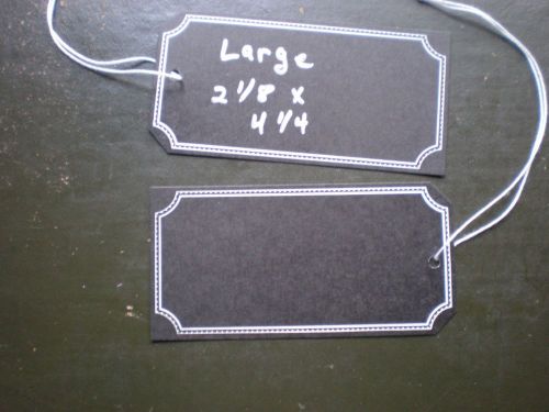 50 Large Chalkboard Blank Price Tags with String- 2-1/8 x 4-1/4- White Scallop