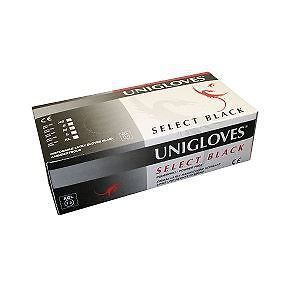 Unigloves Select Powder Free Black Latex Disposable Gloves  XSmall Pack Of 100