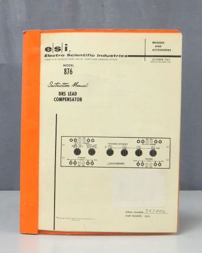 ESI DRS Lead Compensator Model 876 Instruction Manual