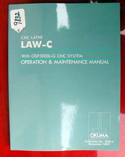 Okuma LAW-C CNC Lathe Oper &amp; Maint Manual 3035-*E (Inv.9832)