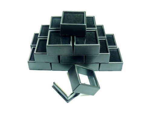 20pcs 1-1/2&#034; Black Square Glass Top Gem Box/Jar storage/display gold/gems/coins