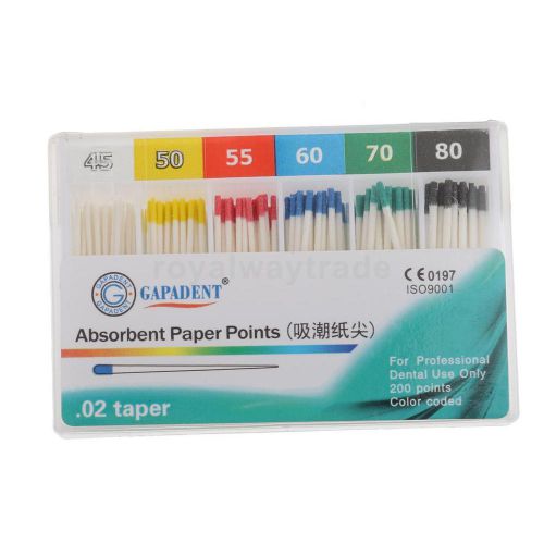 Box of 200 Dental Absorbent Paper Points 45-80# Root Canal Cleaning Tips Kit