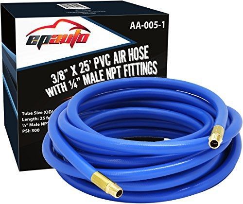 Epauto 3/8&#034; x 25&#039; pvc air hose with 1/4&#034; male npt fittings for sale