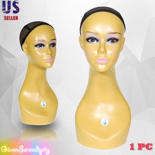 Realistic Plastic Female Mannequin head lifesize display wig hat 18&#034; B3