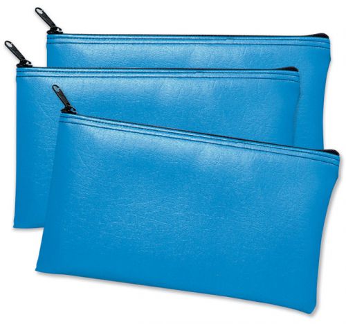 Leatherette Vinyl Zippered Wallets Carrying Case Blue Set Of 3