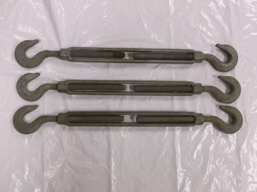 Galvanized turnbuckle  hook &amp; hook  5/8&#034; x 12&#034;  lot of 3 for sale