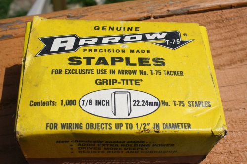 Genuine Arrow No. T-75 Grip Tite Staples 7/8 inch Box of 1000 x 2