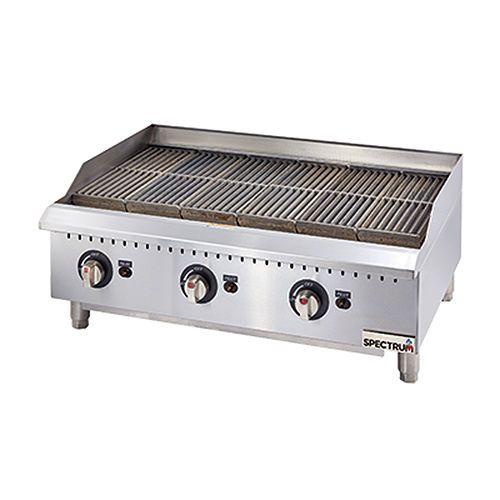 Winco GCB-36R, 36-Inch Spectrum Gas Char Broiler with 3 Cooking Zones, NSF-4, ET