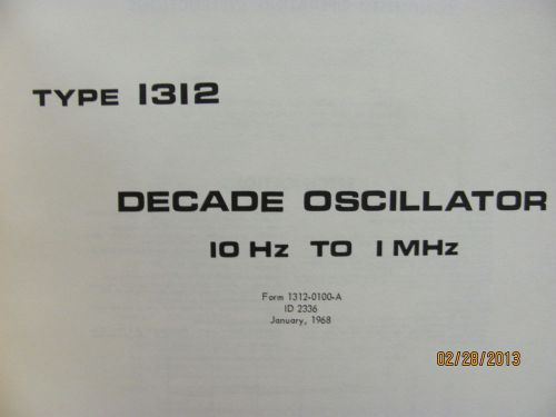 GENERAL RADIO MODEL 1312: Decade Oscillator - Operations &amp; Service Manual schems