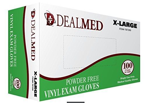 Dealmed disposable vinyl exam powder free gloves, 100 count size x-large... for sale