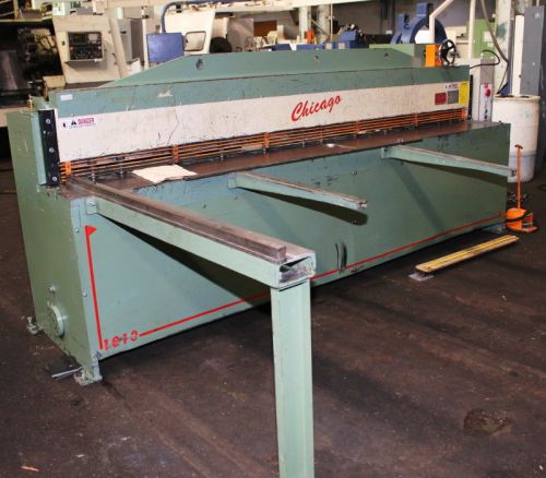 10Ga Cap. 120&#034; W Chicago HS1010 SHEAR, Front Operated Manual Back Gauge