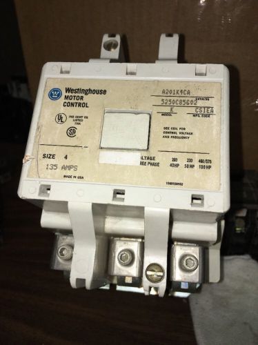 Westinghouse A201K4CA, 5250C85G02, Model K, Sz 4, No reversing Contactor