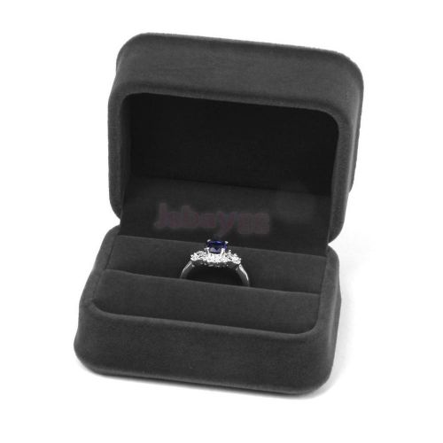 Velvet DOUBLE RING Wedding Engagement Ceremony Gift Box Jewelry Case Organizer