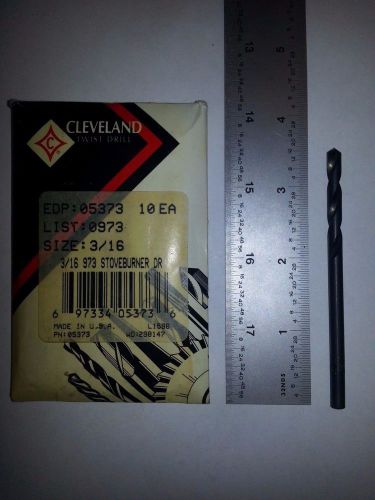 Cleveland twist 3/16 hss &#034;stoveburner&#034; drill bits 10pc (g083-10) for sale