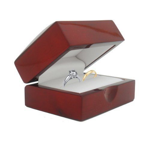 Geff House Cherry Wood Double Ring Jewelry Gift Box
