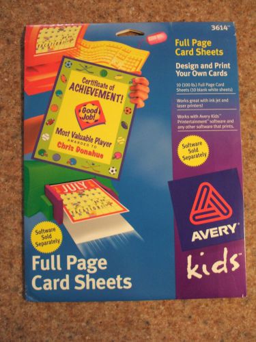 New Avery 3614 Full Page Card Sheets works with Avery Kids Software InkJet Laser