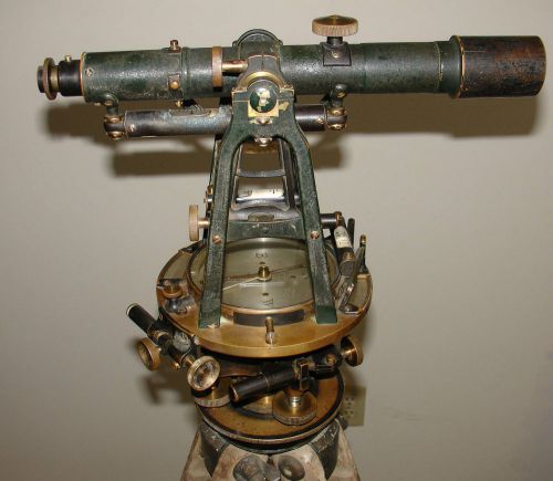 Buff &amp; buff theodolite with tripod and storage case antique used transit for sale