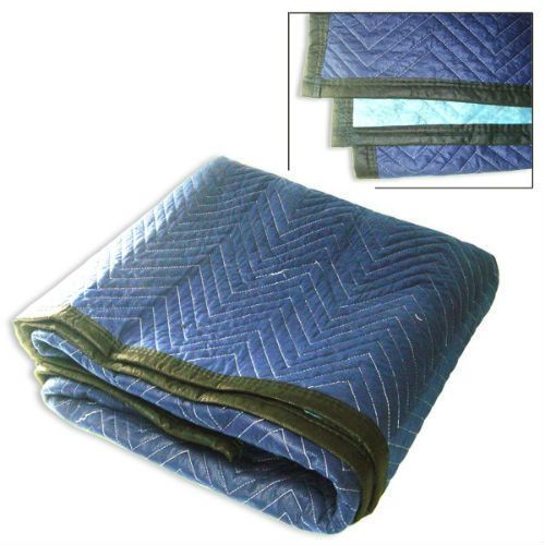 Quilted Padded Blue/Black Furniture Movers Protection Blanket 72&#034;x 80&#034;