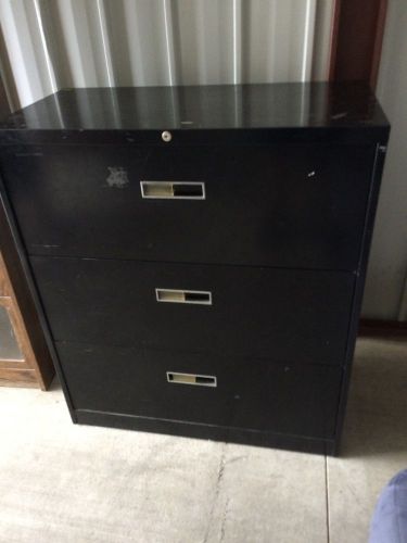 Steelcase Metal 3 Drawer Lateral File Cabinet Office Furniture Black