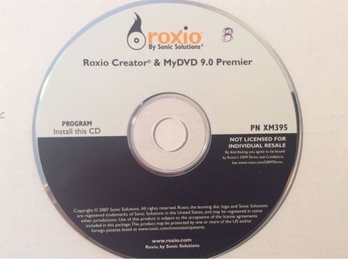 Roxio creator and MyDVD 9.0 Premire DVD XM395. Disc Only. FREE Shipping