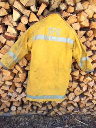 Fire fighting jacket w/ removable liner &amp; reflector strips - size 46 - sfd 24 for sale