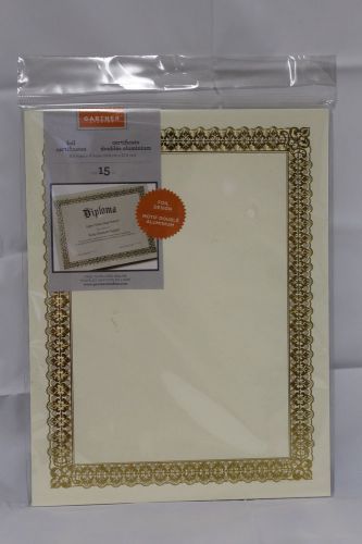 GARTNER STUDIOS GOLD FOIL CERTIFICATE 15 COUNT NEW NIP 36004-S FREE SHIPPING