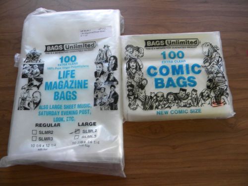 Lot of 100 plus  Bags  Unlimited  Comic Size, Life Sheet Music Size Clear