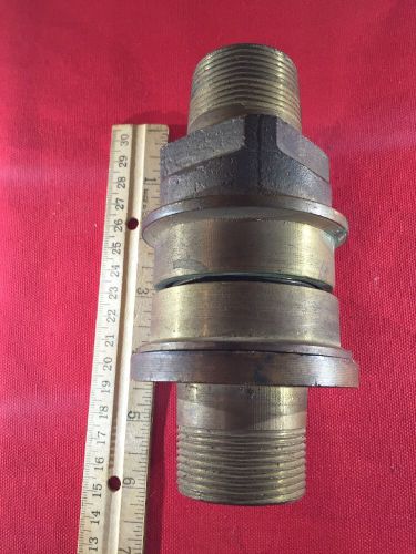 Bulkhead fitting solid brass bulkhead coupling, 1 -1/4 npt male threads each end for sale