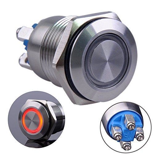 Ulincos® Momentary Push Button Switch U16B1 1NO Silver Stainless Steel Shell