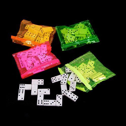 (12) Dominoes in Assorted Color Neon Bags