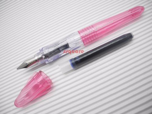 Pilot Pluminix 12cm Mini Italic Calligraphy Fountain Pen, Pink Body Broad nib