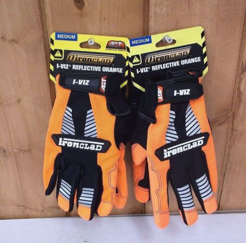 Ironclad  i-viz safety glove ~ orange synthetic medium ~ 2 pack ~ new for sale