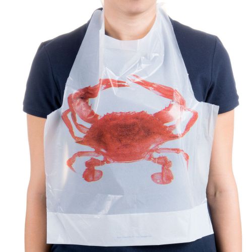 25 Disposable Plastic CRAB Bibs w/ties, Seafood Crab Bake Feast Wedding Cafe