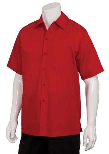 Chef Works C100-RED-XS Cafe S/S Shirt with Soil Release, Red, X-Small