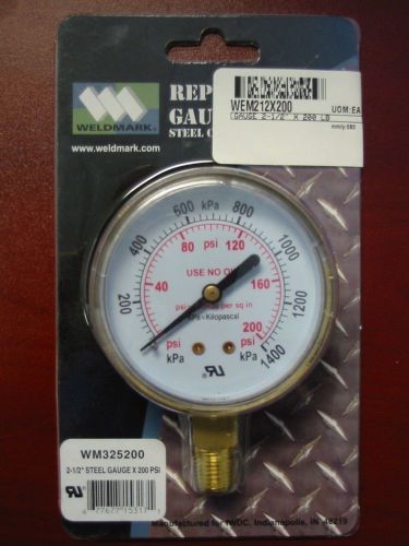 Weldmark replacement pressure gauge - 200psi - 2.5&#034; for sale