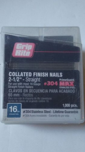 GRIP RITE, 1,000, 2-1/2 inch, STRAIGHT, STAINLESS STEEL, COLLATED FINISH NAILS!