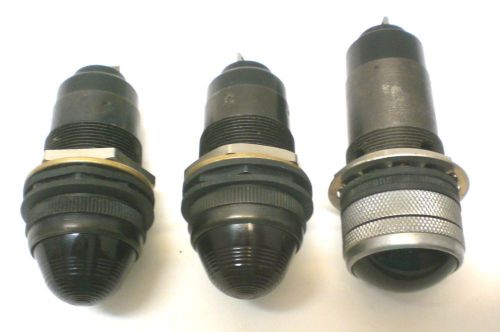 3 Pilot Lamp Assemblies, Military DIALIGHT 051 Series, DC Base,  Oil-tight, USA